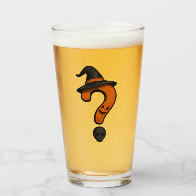 Cute pumpkin Halloween question mark glass. Glass (Front Filled)