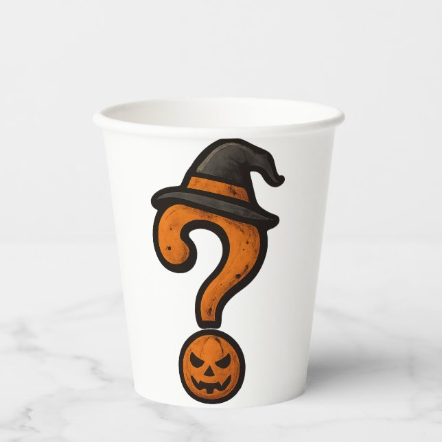 Cute Pumpkin Halloween Question Mark Paper Cup (Front)