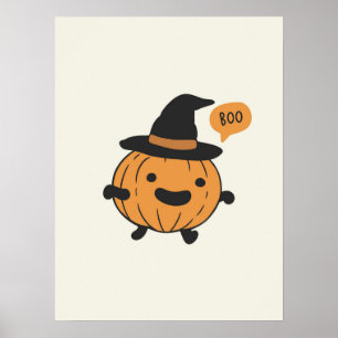 Cute Pumpkin Halloween Retro Fall Art Print