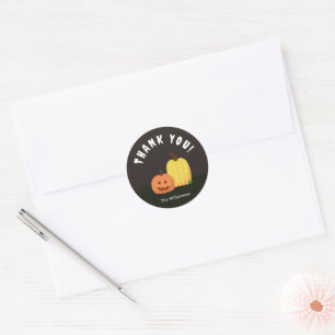 Cute Pumpkin Halloween Thank You Classic Round Sticker