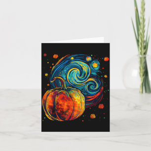 Cute Pumpkin Halloween Thanksgiving Starry Night V Card