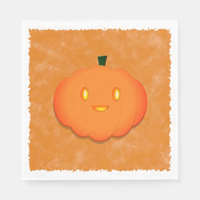 Cute Pumpkin Halloween Watercolor Baby Shower  Napkin (Front)