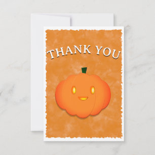 Cute Pumpkin Halloween Watercolor Baby Shower  Thank You Card