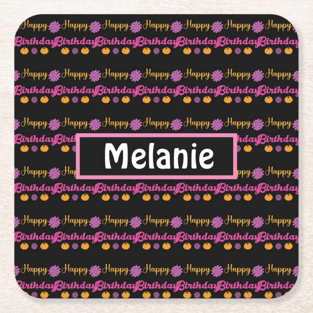 Cute Pumpkin Happy Birthday Beverage Coaster (Front)