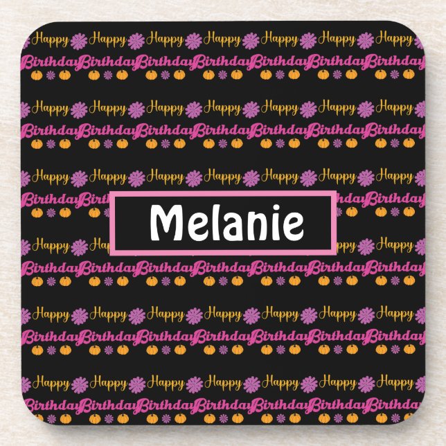 Cute Pumpkin Happy Birthday Coaster (Front)