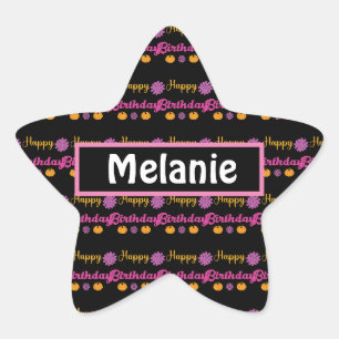 Cute Pumpkin Happy Birthday Star Sticker