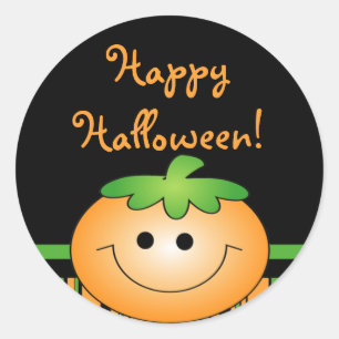 Cute Pumpkin Happy Halloween Classic Round Sticker