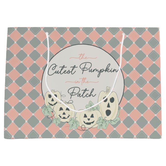 Cute Pumpkin–Happy Halloween Large Gift Bag (Front)