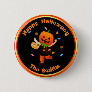 Cute Pumpkin Head Trick or Treater Halloween 6 Cm Round Badge