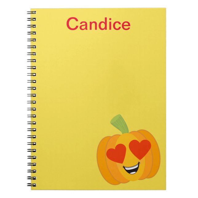Cute Pumpkin Heart Emoji Notebook (Front)