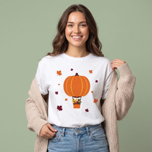Cute Pumpkin Hot Air Balloon Autumn Thanksgiving T-Shirt