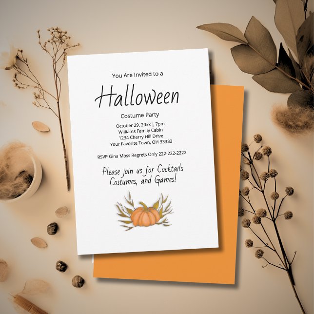 Cute Pumpkin Illustration Halloween Costume Party  Invitation (Creator Uploaded)