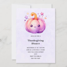 Cute Pumpkin In Pastel Colours Thanksgiving Dinner