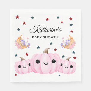 Cute Pumpkin Is On The Way   Halloween Baby Shower Napkin