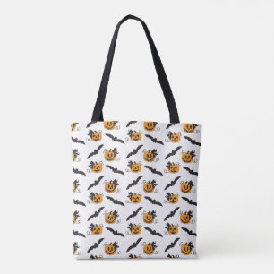 Cute Pumpkin Jack O Lantern Bat Black Orange Tote Bag