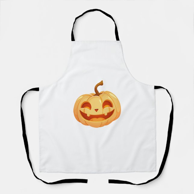 Cute Pumpkin Jack O Lantern Turtle Sea Halloween C Apron (Front)