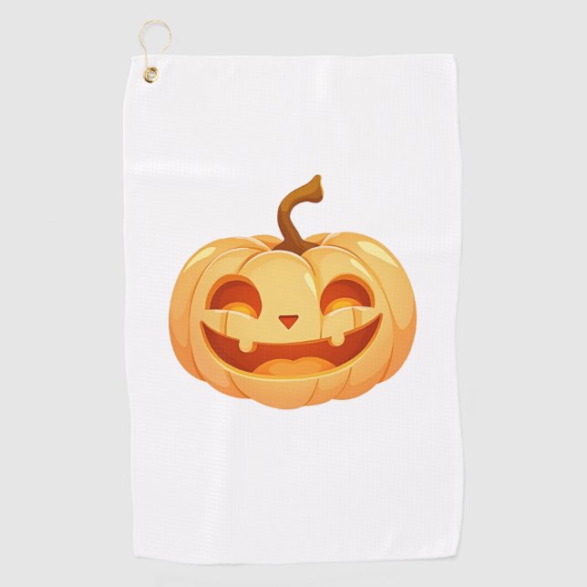 Cute Pumpkin Jack O Lantern Turtle Sea Halloween C Golf Towel (Front)