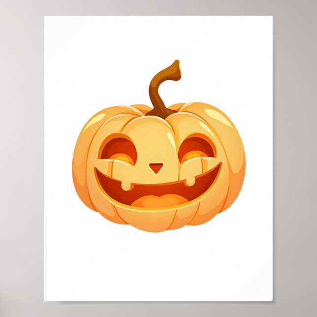 Cute Pumpkin Jack O Lantern Turtle Sea Halloween C Poster (Front)