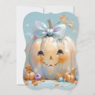 Cute Pumpkin Jackolantern Halloween Baby Shower Invitation