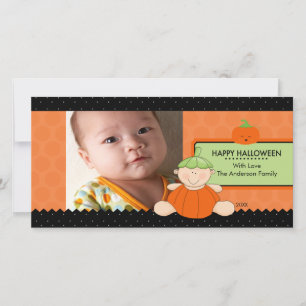 Cute Pumpkin Kids Halloween Photo Card