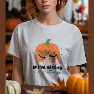 Cute pumpkin knitting, funny fall knitting T-Shirt