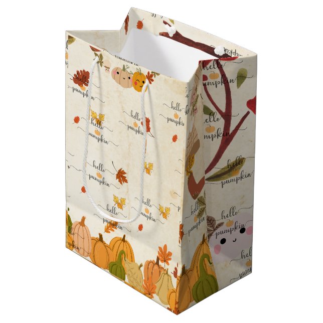 Cute Pumpkin Medium Gift Bag (Front Angled)