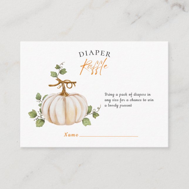 Cute Pumpkin Neutral Diaper Raffle Enclosure Card (Front)