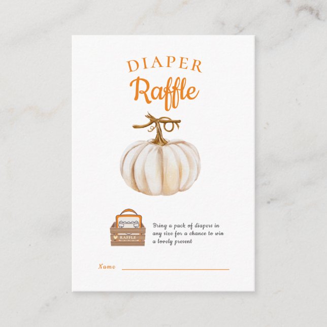 Cute Pumpkin Neutral Diaper Raffle Enclosure Card (Front)