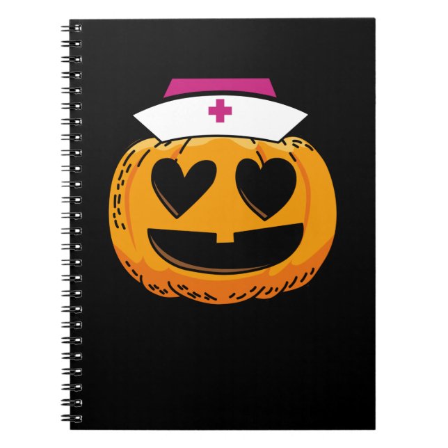 Cute Pumpkin Nurse Healthcare Job Notebook (Front)