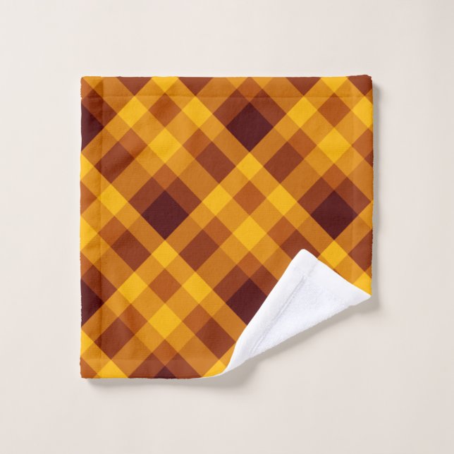 Cute Pumpkin Orange Plaid Washcloth Wash Cloth (Wash Cloth)