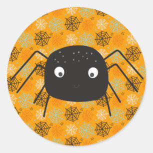 Cute pumpkin orange spider thank you classic round sticker