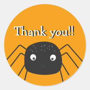 Cute pumpkin orange spider thank you classic round sticker