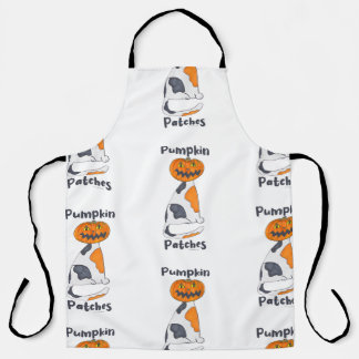Cute Pumpkin Patches Halloween Calico Cat Pattern Apron