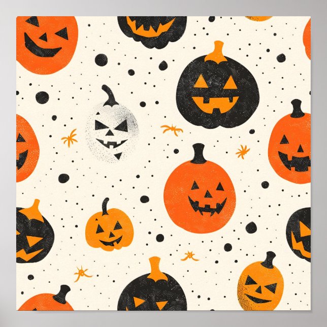 Cute Pumpkin Pattern Poster (Front)