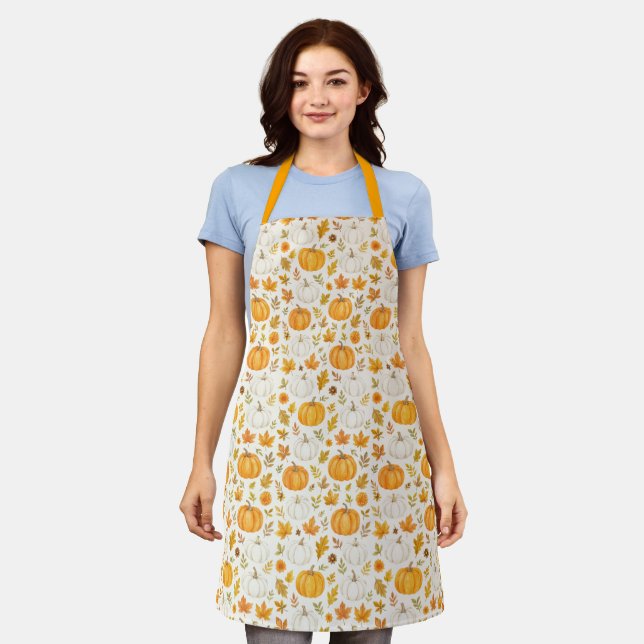 Cute Pumpkin Pattern | Thanksgiving  Apron (Worn)
