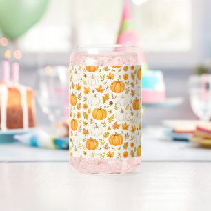 Cute Pumpkin Pattern Thanksgiving Can Glass