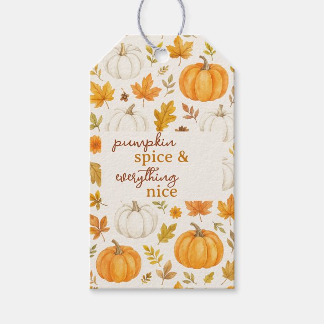 Cute Pumpkin Pattern | Thanksgiving  Gift Tags (Front)