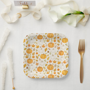Cute Pumpkin Pattern Thanksgiving Paper Plate