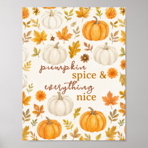 Cute Pumpkin Pattern   Thanksgiving  Poster