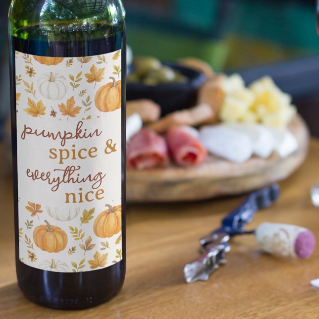 Cute Pumpkin Pattern | Thanksgiving  Wine Label (Creator Uploaded)