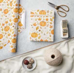 Cute Pumpkin Pattern Thanksgiving Wrapping Paper