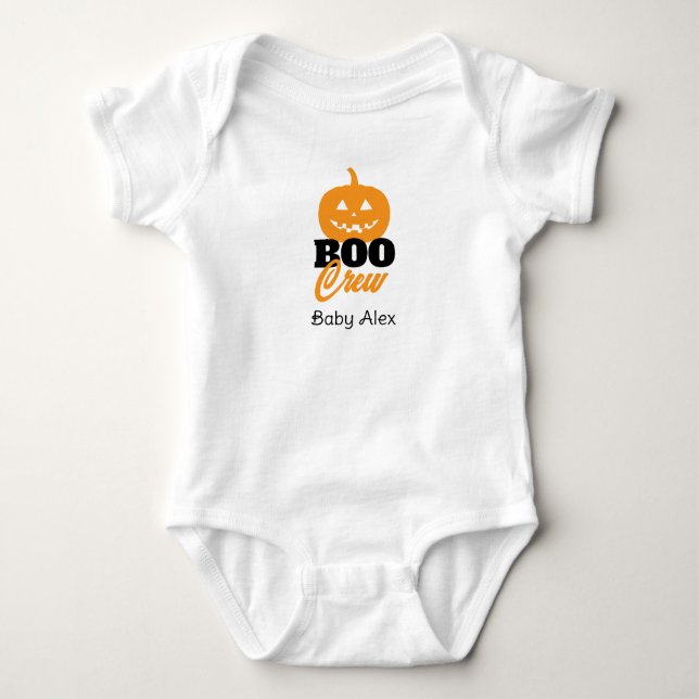 Cute Pumpkin Personalised Baby Name Bodysuit (Front)