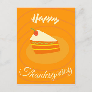 Cute Pumpkin Pie Happy Thanksgiving  Holiday Postcard