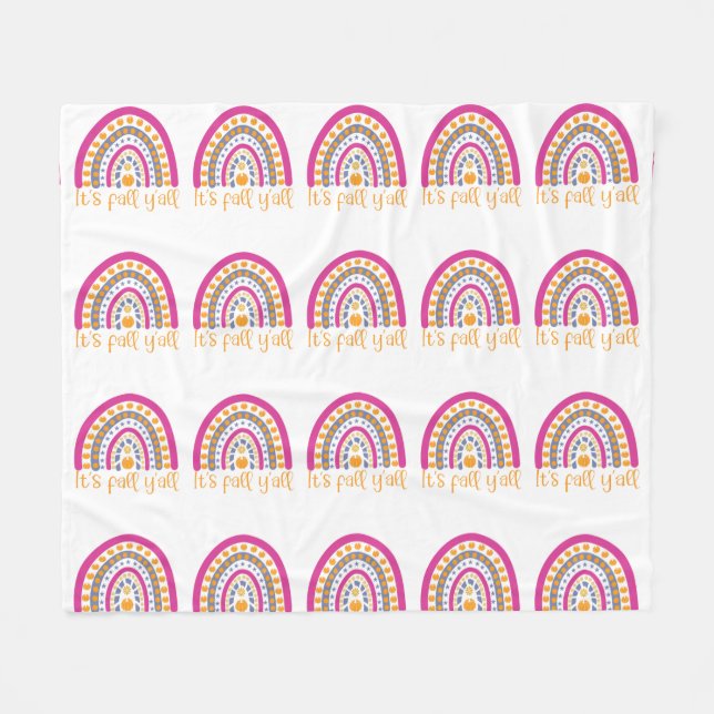 Cute Pumpkin Rainbow Fleece Blanket (Front (Horizontal))