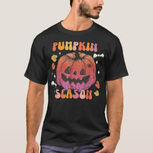 Cute Pumpkin Season Retro Style Fall Autumn Leaves T-Shirt