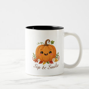 Cute Pumpkin Sip and Smile Coffee Mug -