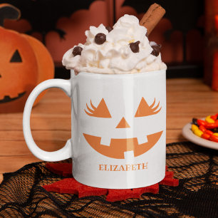 Cute Pumpkin Smile Halloween Two-Tone Coffee Mug