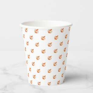 Cute pumpkin spice fall foliage leaves pattern paper cups