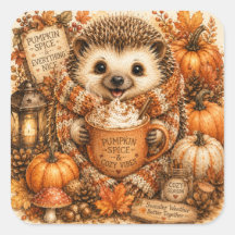 Cute Pumpkin Spice Hedgehog Watercolor Art