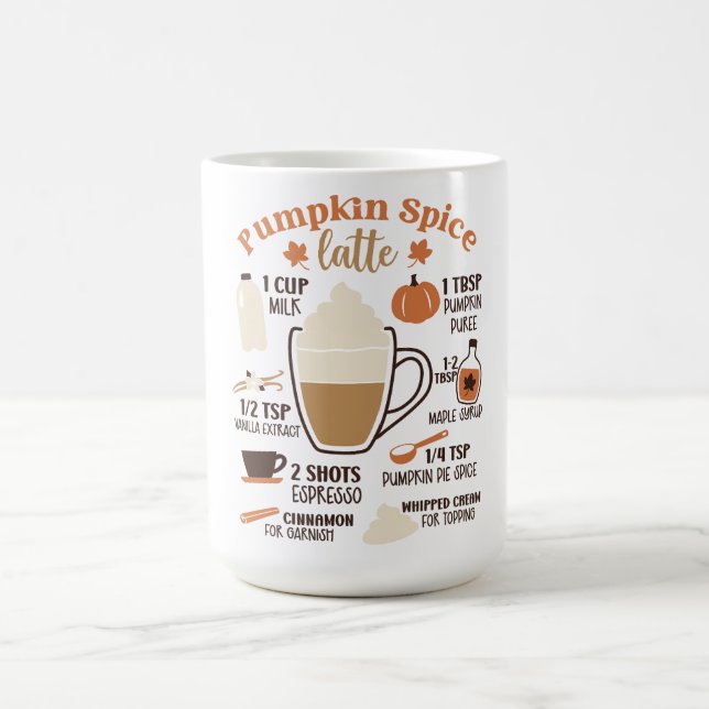 Cute Pumpkin Spice Latte Recipe Coffee Mug (Center)